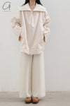 SWAYING/KNIT Seamless wool dark crease trousers SW22AW3B14 White